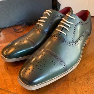 Emerald green leather oxfords